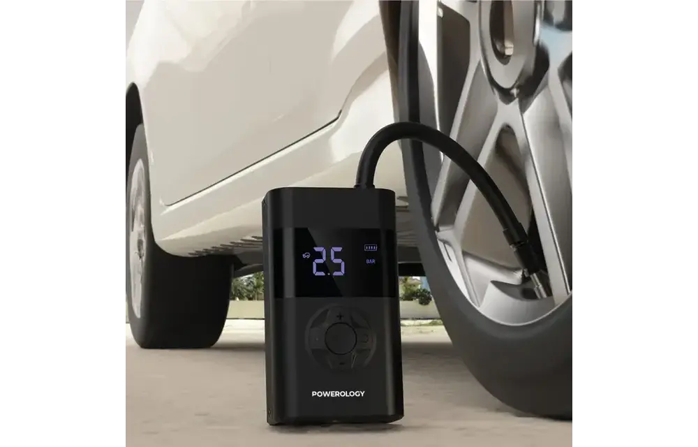 Powerology Ultra Portable Air Compressor Power Bank - Black