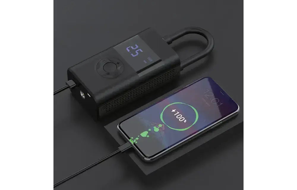 Powerology Ultra Portable Air Compressor Power Bank - Black