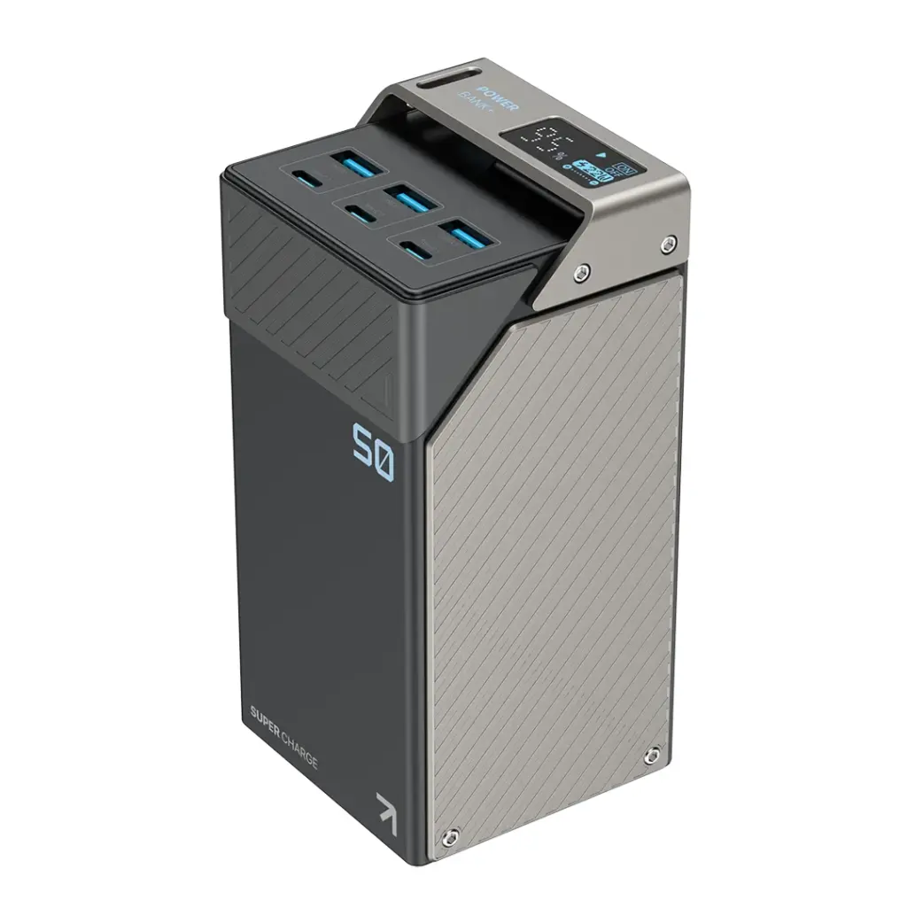 Powerology 65W PD Power Bank  3×Type-C and 3×USB-A 50,000mAh - Black