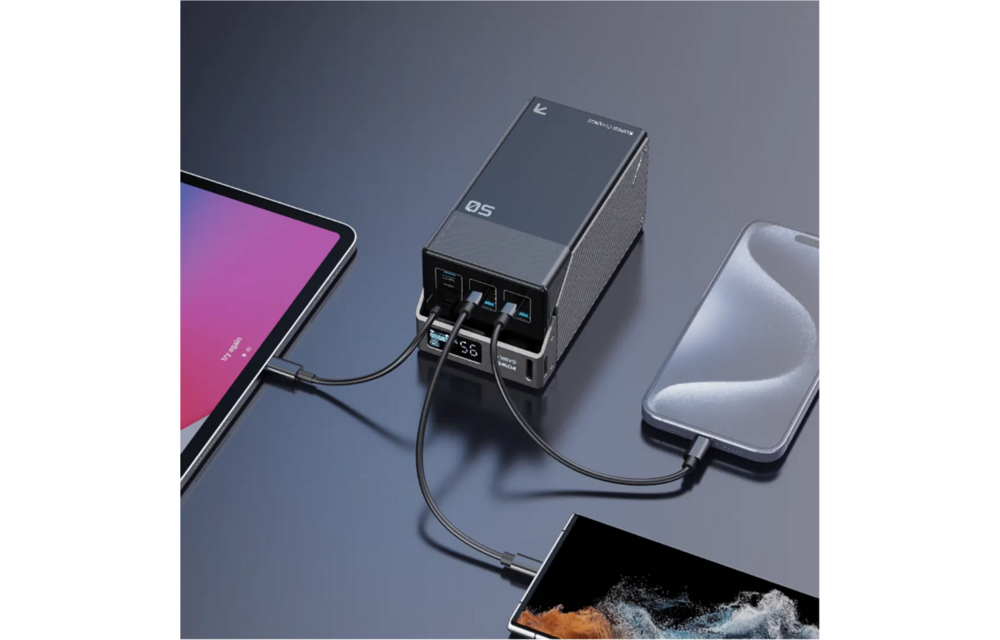 Powerology 65W PD Power Bank  3×Type-C and 3×USB-A 50,000mAh - Black