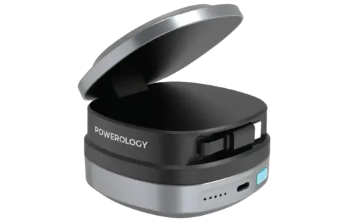 Powerology Lyons Retractable Type-C Cable and Wireless Power Bank 10000mAh - BLACK