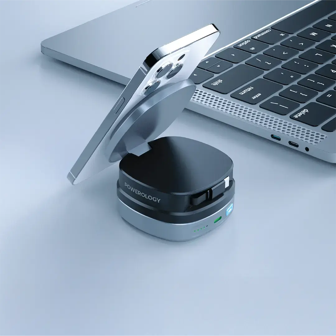 Powerology Lyons Retractable Power Bank 10000mAh - BLACK