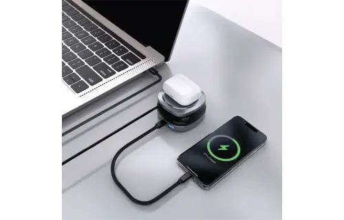 Powerology Lyons Retractable Type-C Cable and Wireless Power Bank 10000mAh - BLACK