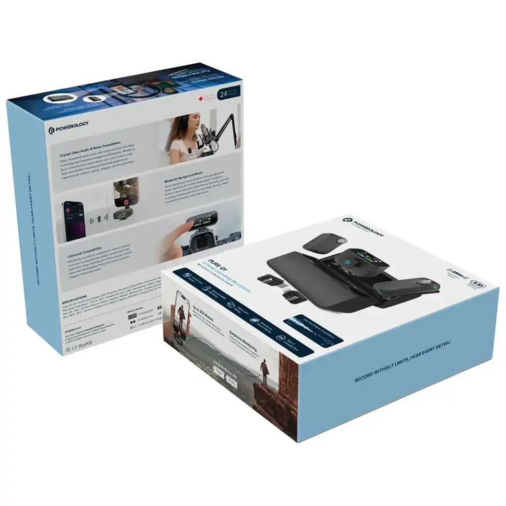 Powerology Pure Q1 AI Noise-Cancelling Microphone - Black