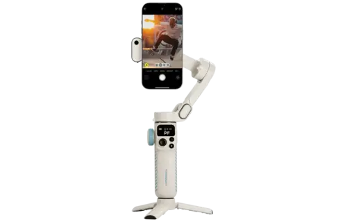 Powerology Magwave 3-Axis Magnetic Smart Phone Gimbal With AI & Fill Light - White