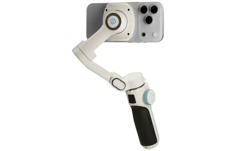 Powerology Magwave 3-Axis Magnetic Smart Phone Gimbal With AI & Fill Light - White