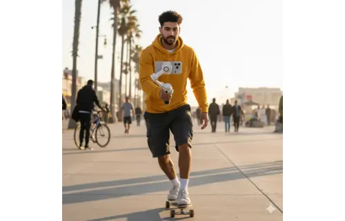 Powerology Magwave 3-Axis Magnetic Smart Phone Gimbal With AI & Fill Light - White