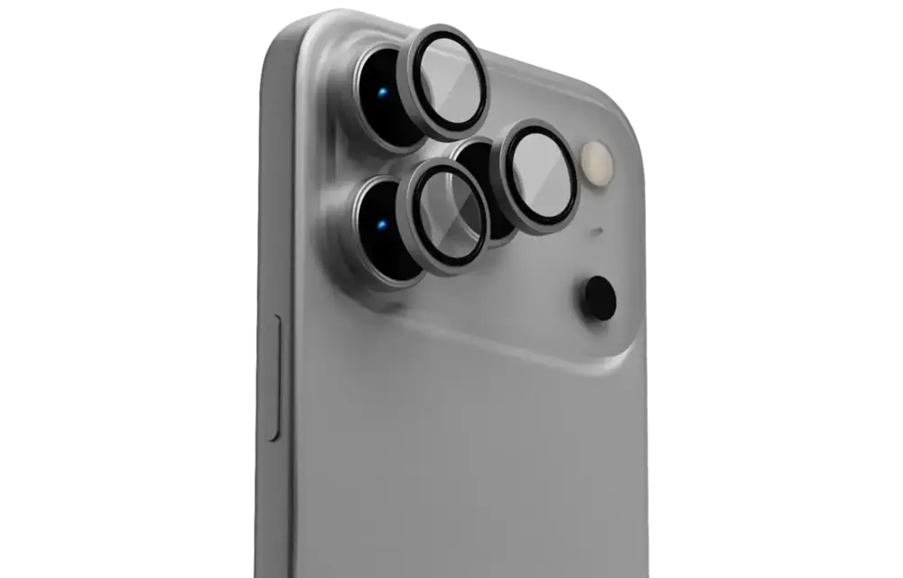 Levelo Trio Pro 2 in 1 Camera Lens Protector With Detachable Camera Protector for iPhone 17 Pro Max - Silver