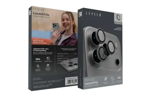 Levelo Trio Pro 2 in 1 Detachable Camera Lens Protector for iPhone 17 Pro - Silver