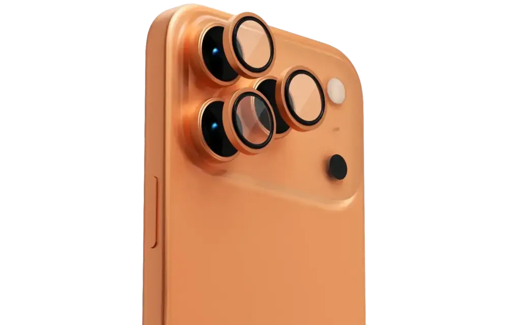 Levelo Trio Pro 2 in 1 Camera Lens Protector With Detachable Camera Protector for iPhone 17 Pro - Orange