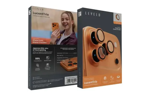 Levelo Trio Pro 2 in 1 Camera Lens Protector With Detachable Camera Protector for iPhone 17 Pro - Orange
