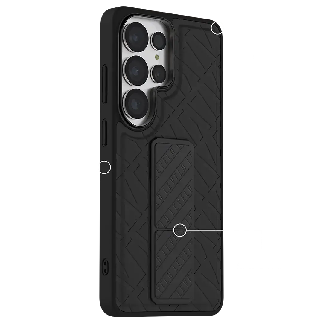 Levelo Morphix Cuero Gripstand Case For Samsung S26 Ultra - Black