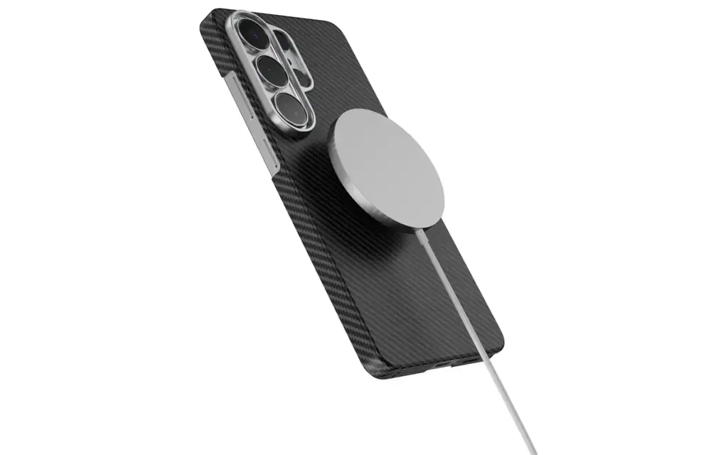 Levelo Sergei 1500D Kevlar Aramid Fiber MagSafe Case For Samsung S26 Ultra - Carbon Black