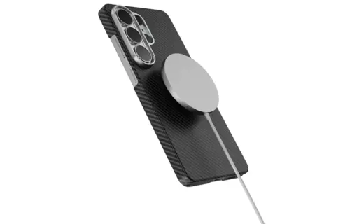 Levelo Sergei 1500D Kevlar Aramid Fiber MagSafe Case For Samsung S26 Ultra - Carbon Black