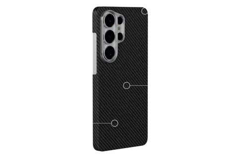 Levelo Sergei 1500D Kevlar Aramid Fiber MagSafe Case For Samsung S26 Ultra - Carbon Black