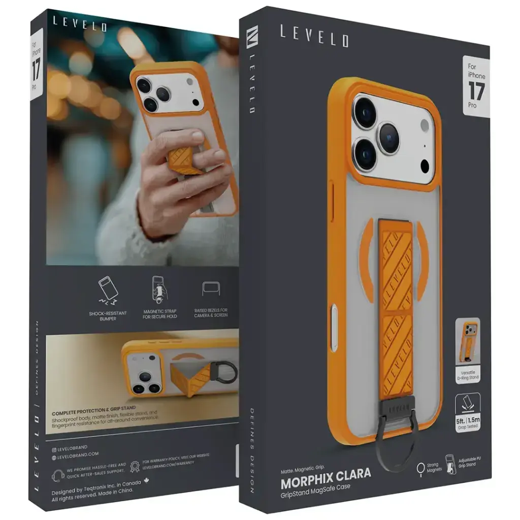 Levelo Morphix Clara Grip MagSafe Case For iPhone 17 Pro  - Sunrise Orange