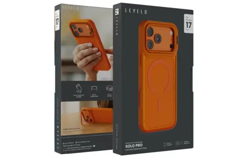Levelo Solo Pro Camera KickStand MagSafe Case for iPhone 17 Pro - Orange