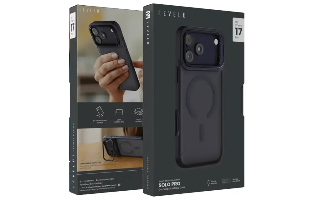 Levelo Solo Pro Camera KickStand MagSafe Case for iPhone 17 Pro - Blue