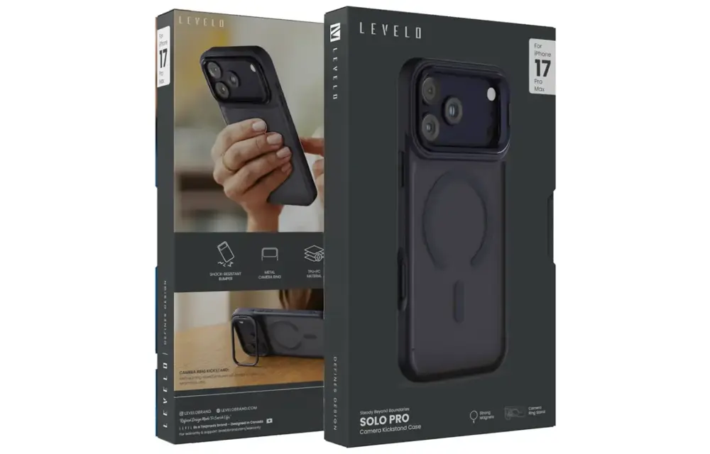 Levelo Solo Pro Camera KickStand MagSafe Case for iPhone 17 Pro Max - Blue