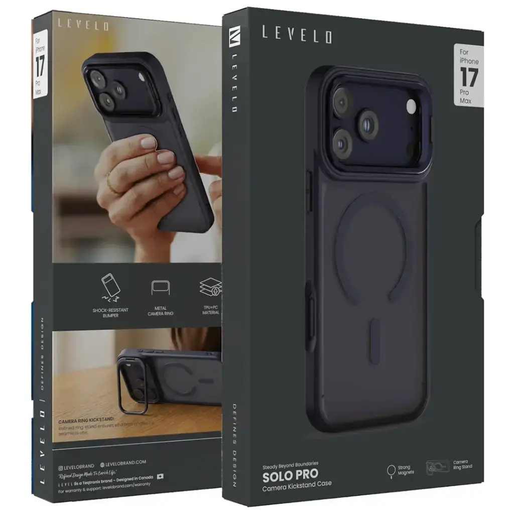 Levelo Solo Pro Camera KickStand MagSafe Case for iPhone 17 Pro Max - Blue