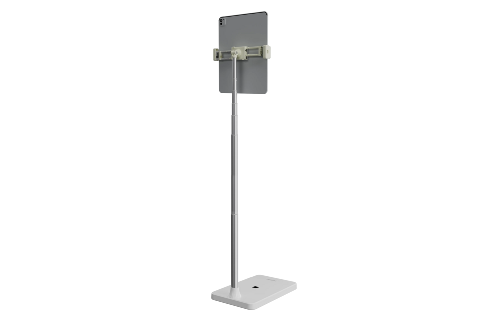 Porodo Multifunctional Phone & Tablet Holder Stand 4"-11' With Extendable Pole Height Range 0.4m -1.5m - White