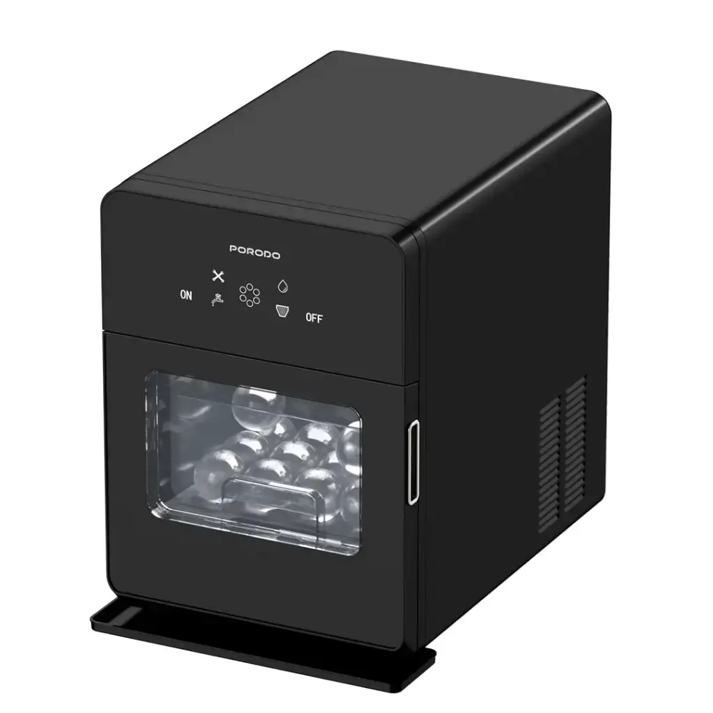 Porodo Lifestyle Sphere-Shaped 260W Dual Sphere Ice Maker 10L with LCD Touch Display - Black