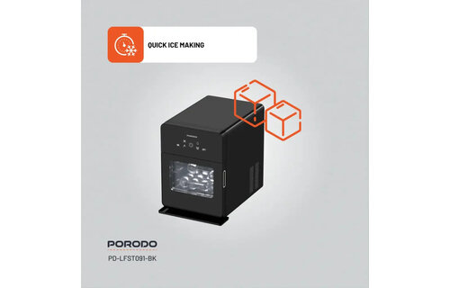 Porodo Lifestyle Sphere-Shaped 260W Dual Sphere Ice Maker 10L with LCD Touch Display - Black