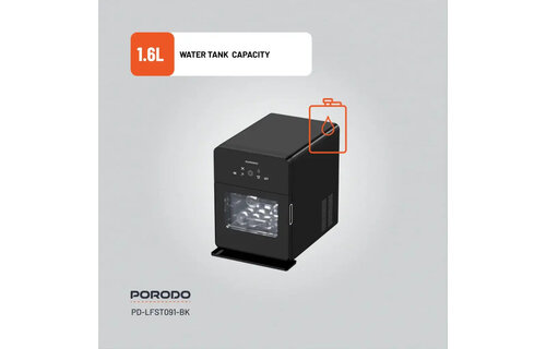 Porodo Lifestyle Sphere-Shaped 260W Dual Sphere Ice Maker 10L with LCD Touch Display - Black