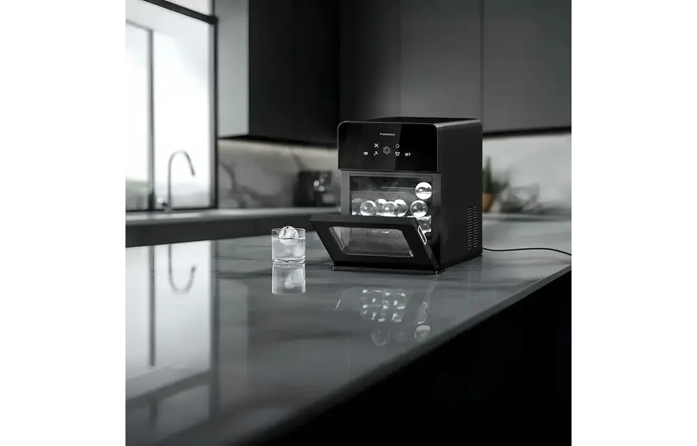 Porodo Lifestyle Sphere-Shaped 260W Dual Sphere Ice Maker 10L with LCD Touch Display - Black