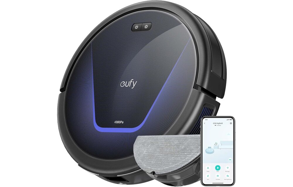 eufy by Anker G50 Hybrid Robot Vaccum and Mop With 4000 Pa Strong Suction - Black