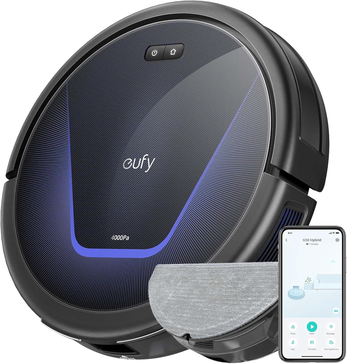 eufy by Anker G50 Hybrid Robot Vaccum and Mop With 4000 Pa Strong Suction - Black