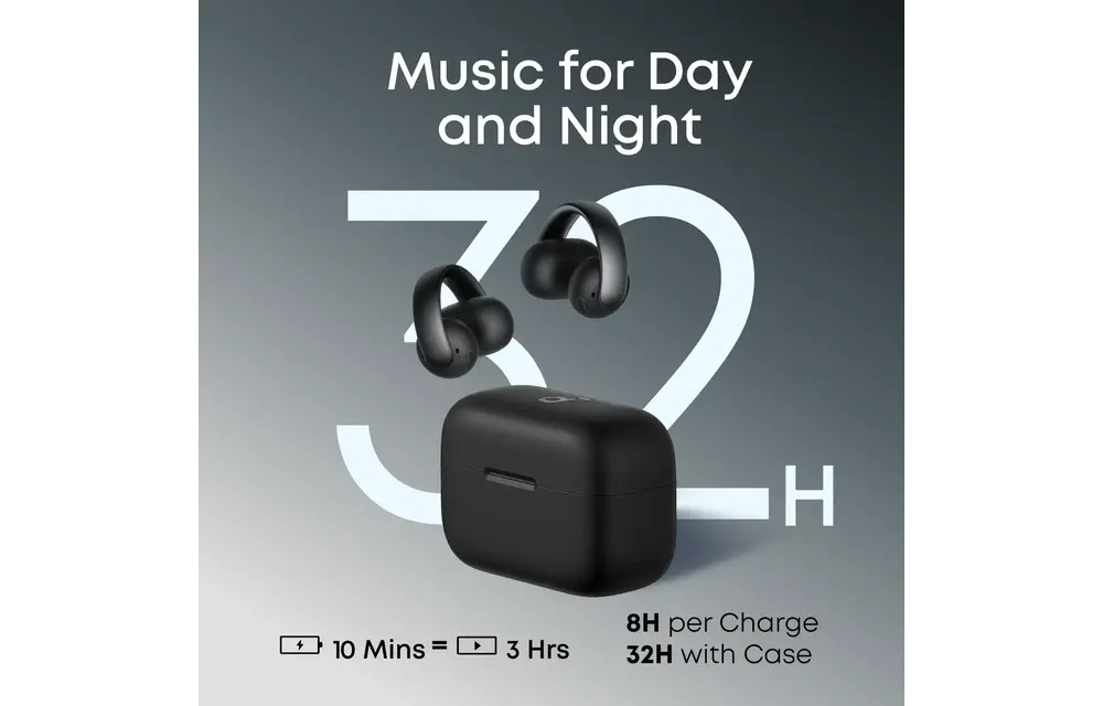 Soundcore by Anker AeroClip Open Ear Clip With Ai Clear Calls - Black