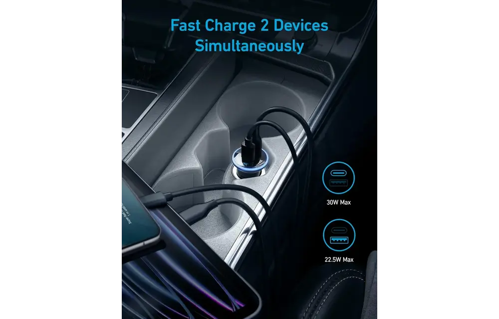 Anker 52W High Speed Car Charger 2 Ports - Black