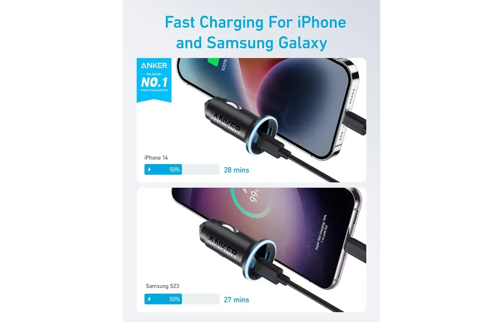 Anker 52W High Speed Car Charger 2 Ports - Black