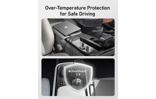 Anker 67W Powerful Triple-Port Car Charger With 3 Ports - Black