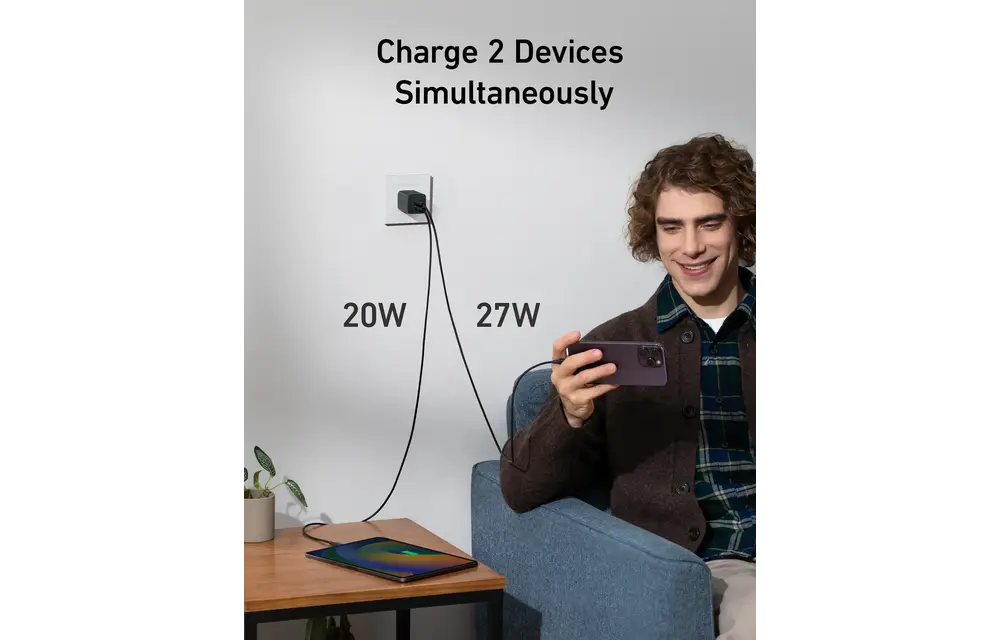 Anker 523 Compact 2 Device Charger Nano 3, 47W USB C - Black