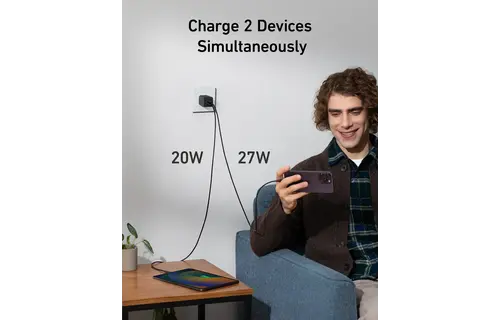 Anker 523 Compact 2 Device Charger Nano 3, 47W USB C - Black