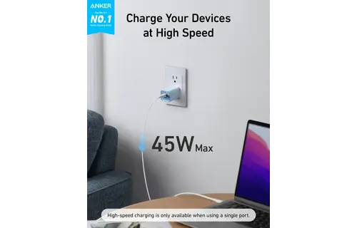 Anker 523 Compact 2 Device Charger Nano 3, 47W USB C - Black