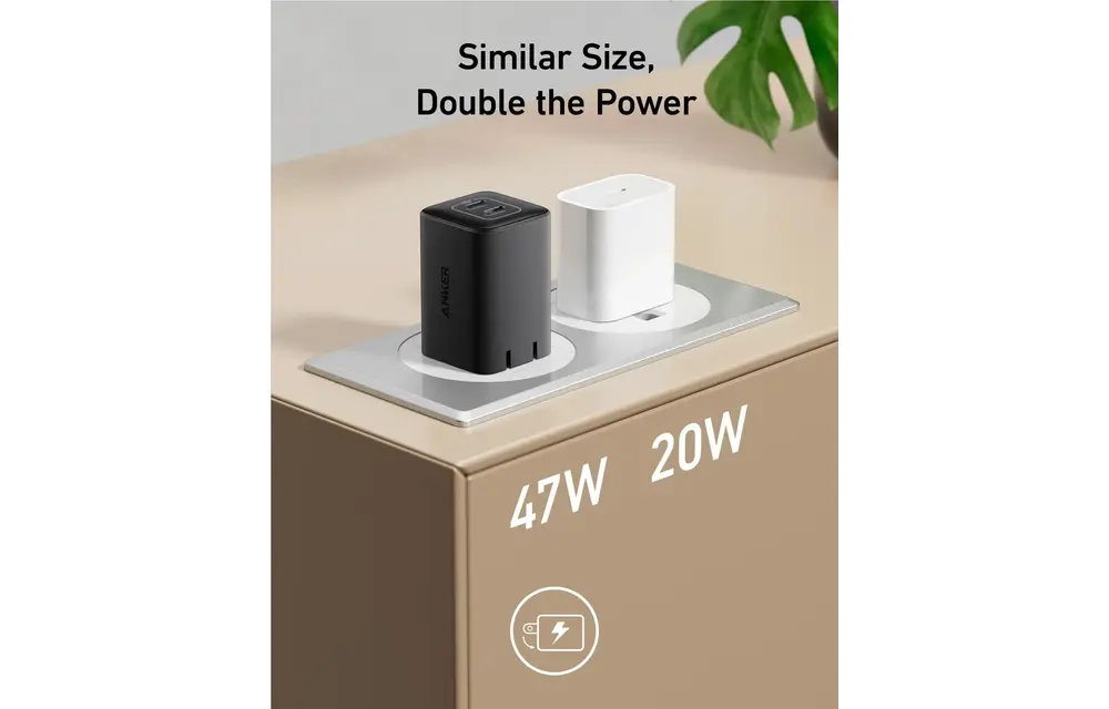 Anker 523 Compact 2 Device Charger Nano 3, 47W USB C - Black
