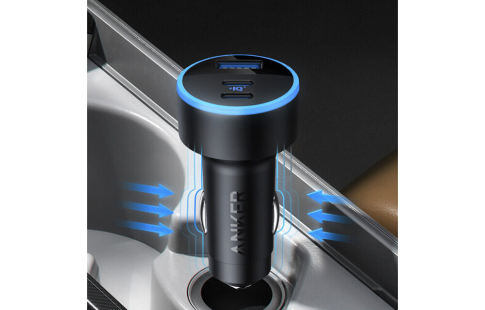 Anker 67W Powerful Triple-Port Car Charger With 3 Ports - Black