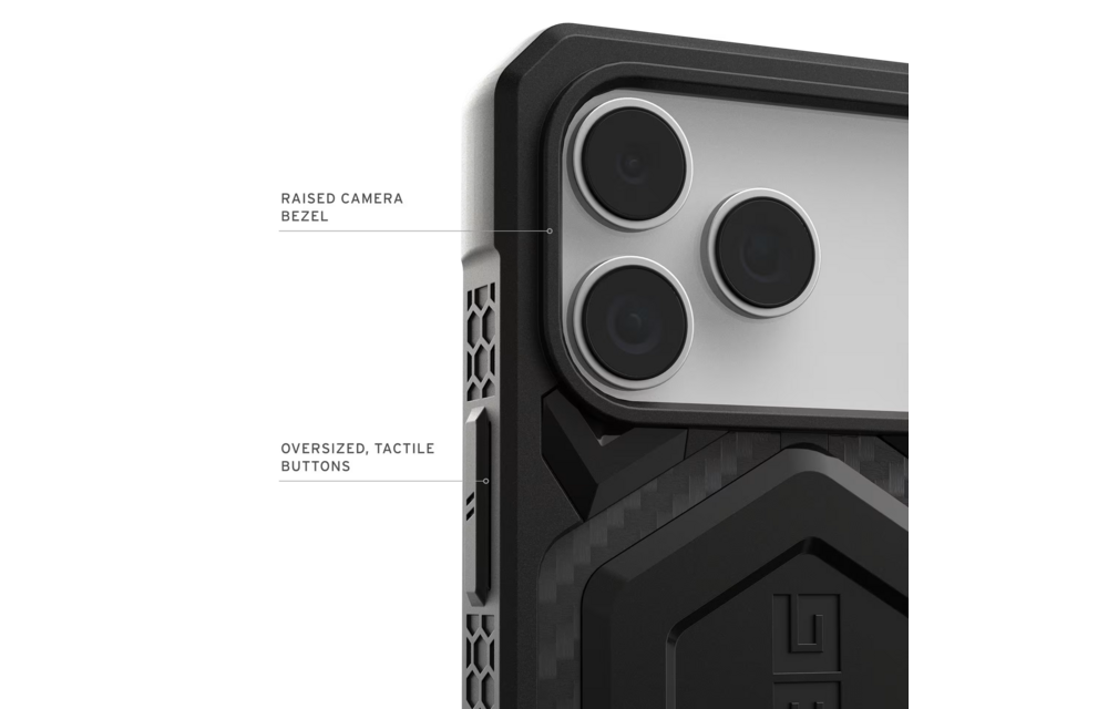 UAG Monarch Pro MagSafe Case for Apple iPhone 17 Pro - Carbon Fiber Black and Red
