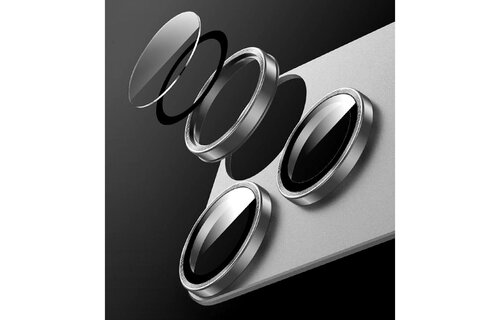 Levelo Trio Pro 2 in 1 Detachable Camera Lens Protector for iPhone 17 Pro Max - Silver