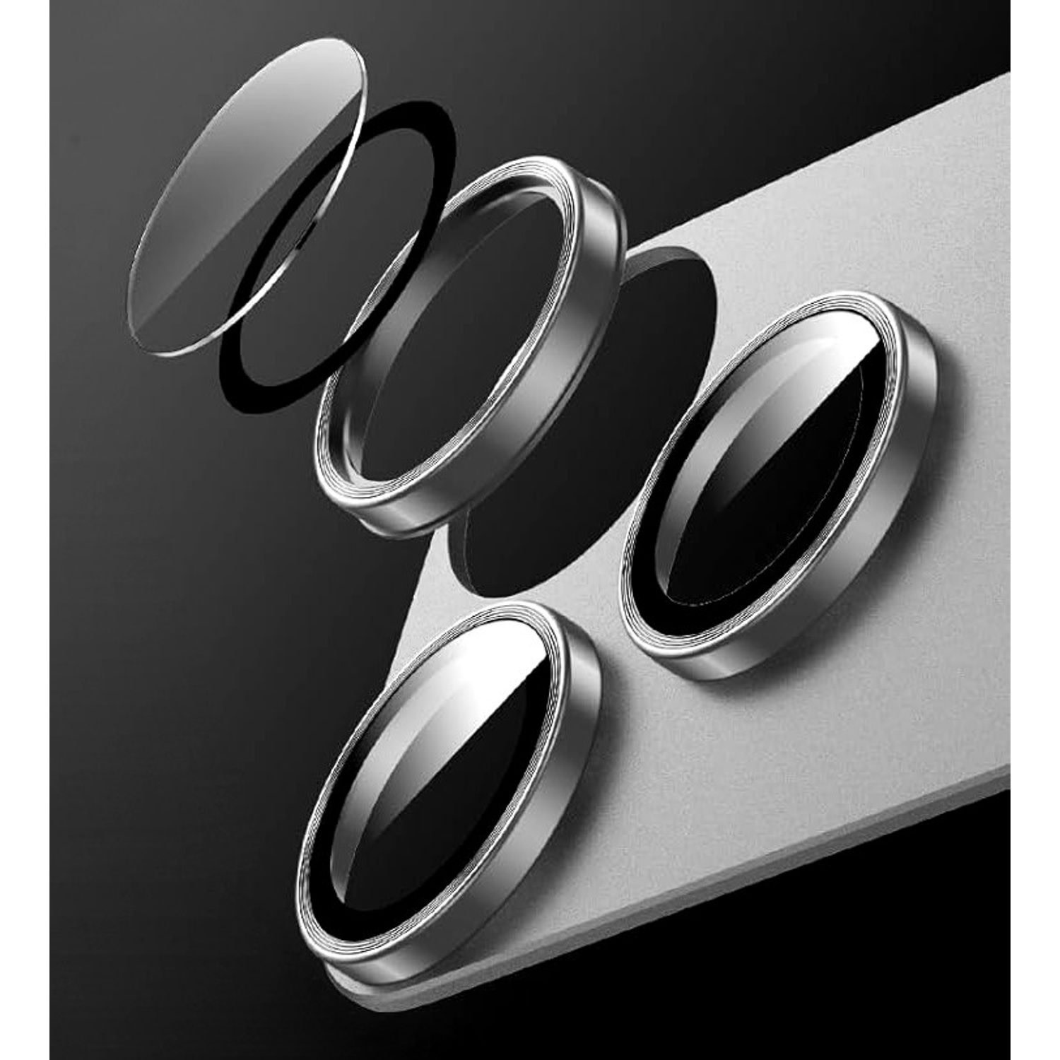 Levelo Trio Pro 2 in 1 Detachable Camera Lens Protector for iPhone 17 Pro - Silver