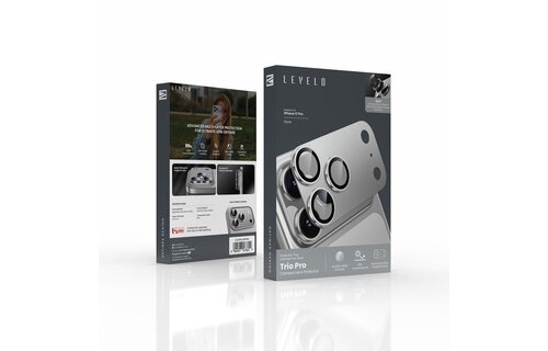 Levelo Trio Pro 2 in 1 Detachable Camera Lens Protector for iPhone 17 Pro - Silver