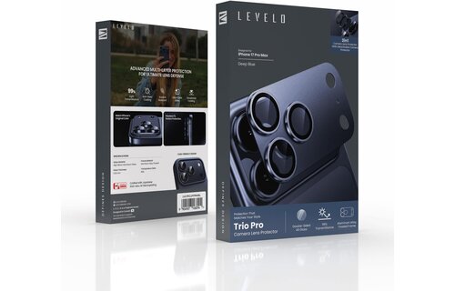 Levelo Trio Pro 2 in 1 Detachable Camera Lens Protector for iPhone 17 Pro Max - Dark Blue