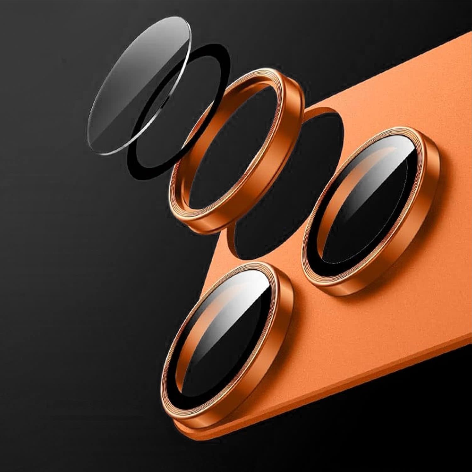 Levelo Trio Pro 2 in 1 Detachable Camera Lens Protector for iPhone 17 Pro Max - Orange