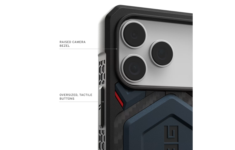 UAG Monarch Pro Case for Apple iPhone 17 Pro Max - Carbon Fiber Mallard and Red