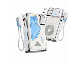 Powerology 35W PD Wall Charger Plus MagSafe Power Bank with Lanyard Type-C 20000mAh  - White