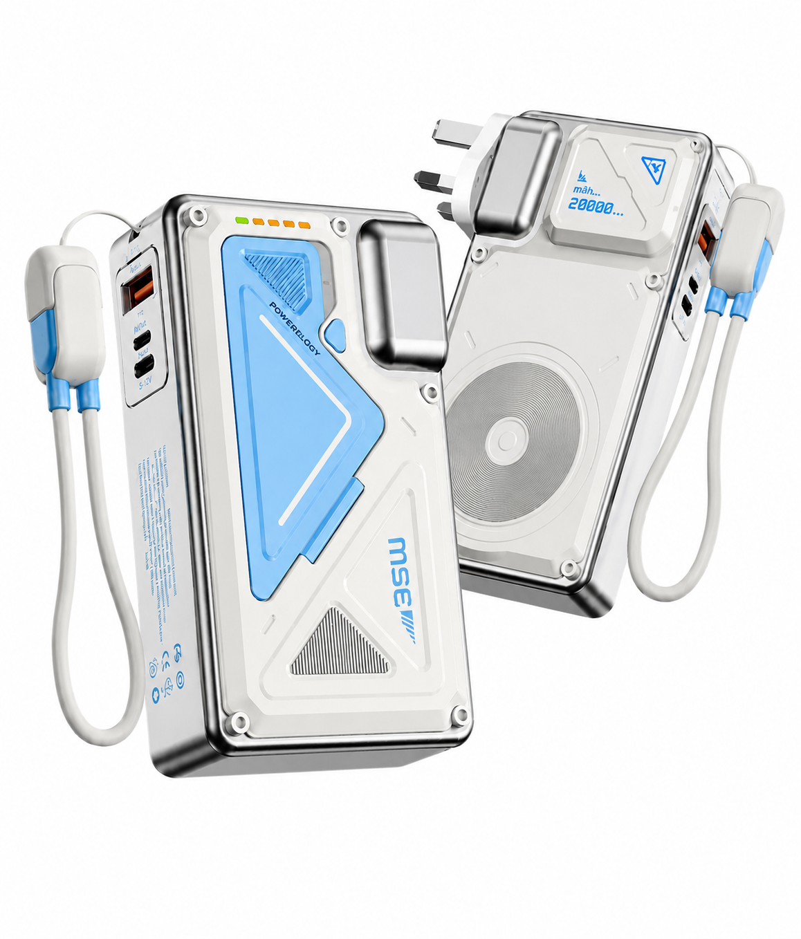 Powerology 35W PD Wall Charger Plus MagSafe Power Bank with Lanyard Type-C 20000mAh  - White