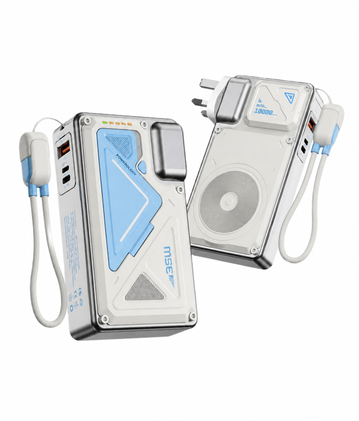 Powerology 35W PD  Wall Charger Plus MagSafe Power Bank with Lanyard Type-C 10000mAh - White